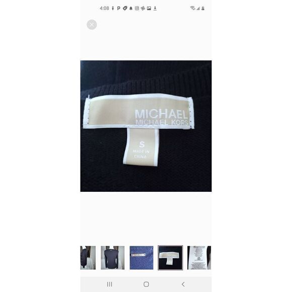 MICHAEL KORS BLACK GOLD CHAIN EMBELLISHED SWEATER SZ.S EUC - Picture 6 of 7